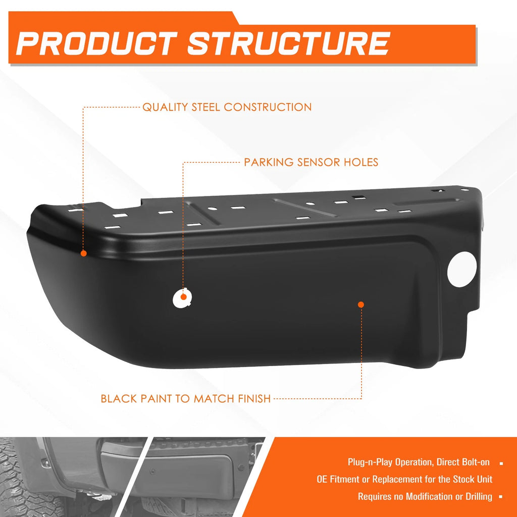 Rear Left Bumper End for Ford F250-F450 SD (2008–2016) w/Parking Sensor Cutouts