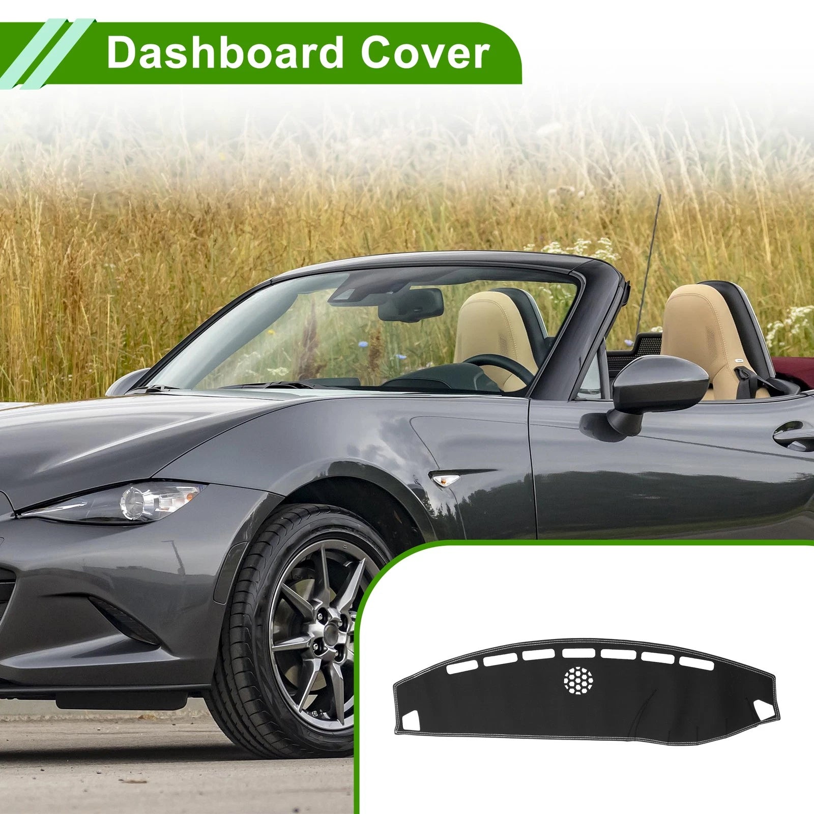 Dashboard Cover for Mazda MX-5 NC (2005–2015) Faux Leather Black White