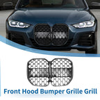 Front Upper Bumper Grille for BMW 4 Series G22 (2021-2023) Diamond Star Black