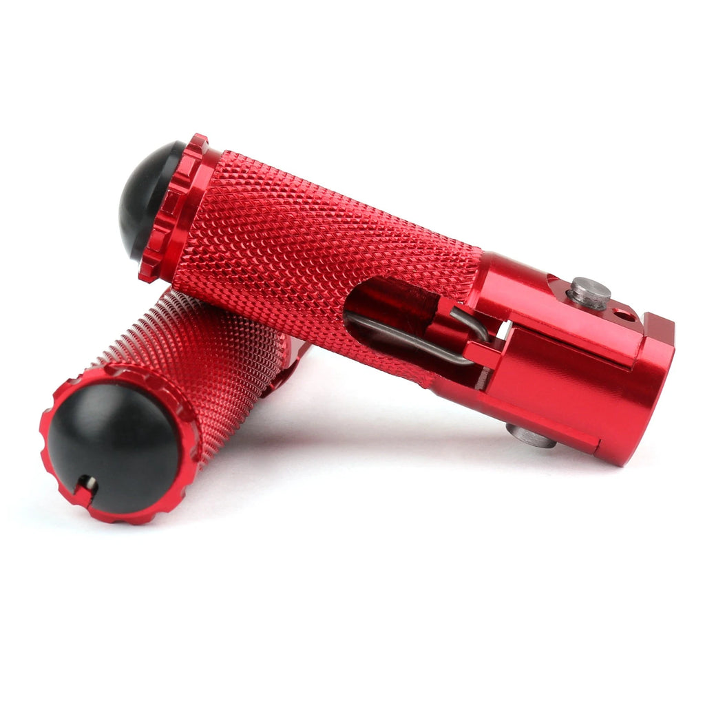 CNC Folding Foot Pegs Rear Set for Universal Motorcycle (Red)