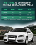 A/C Compressor for Audi Q5 A6 Quattro 2006–2012 3.2L 2.8L 3.0L