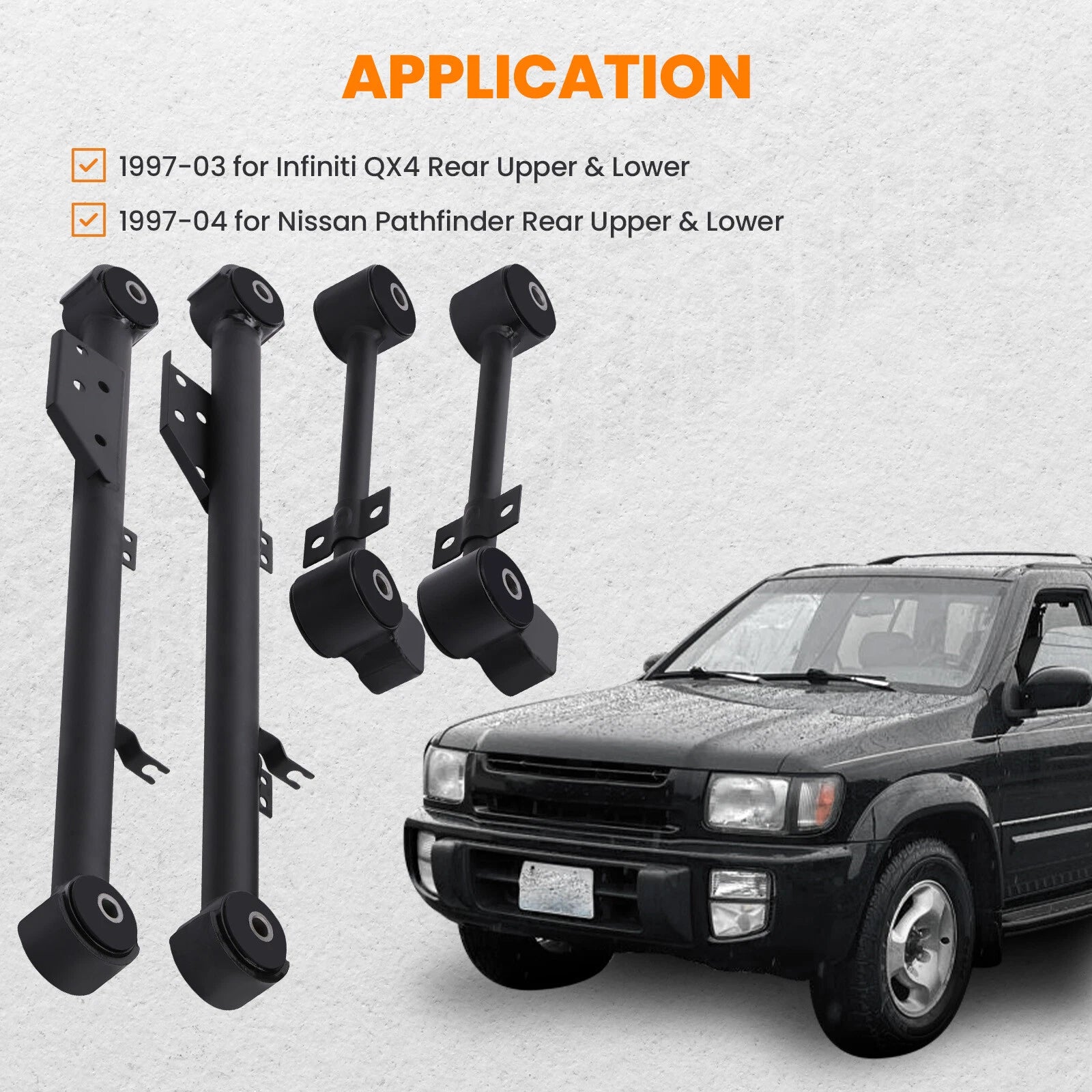 Set of 4 Rear Upper Lower Trailing Control Arms for Pathfinder QX4 (1997–2003)