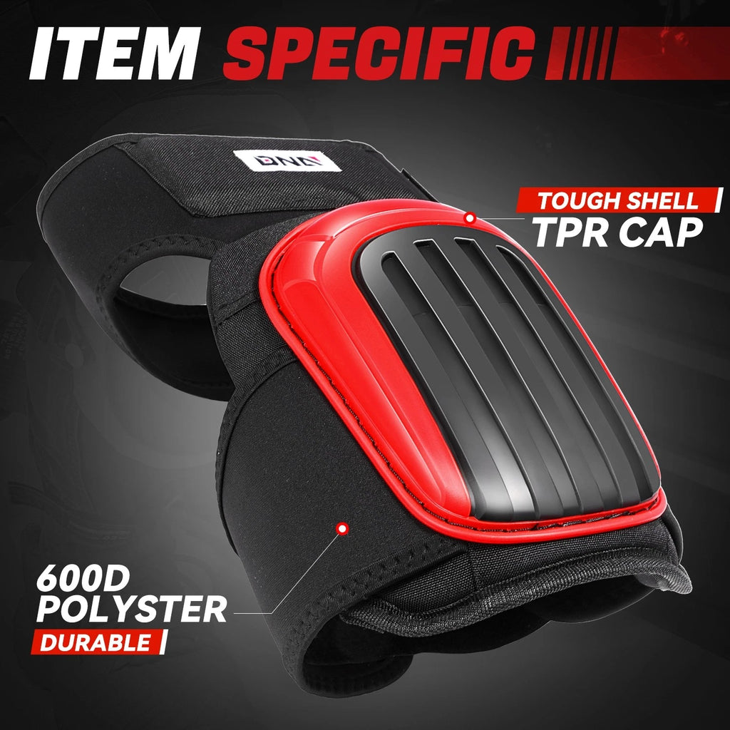 Knee Pads for Universal Fit (Adjustable, TPR Shell, EVA Foam, Red)
