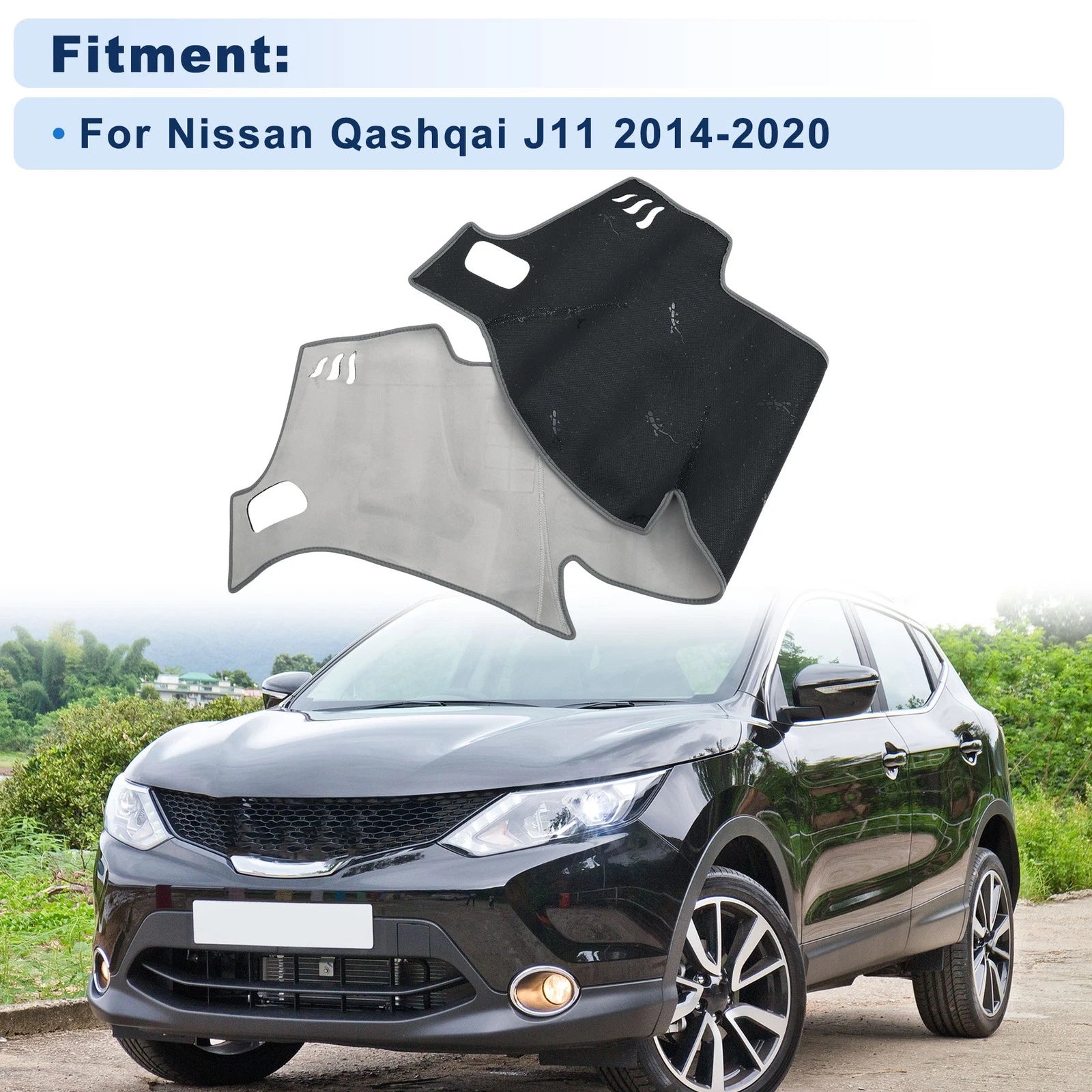 Dash Cover for Nissan Qashqai J11 (2014–2020) Without HUD, Flannel Gray