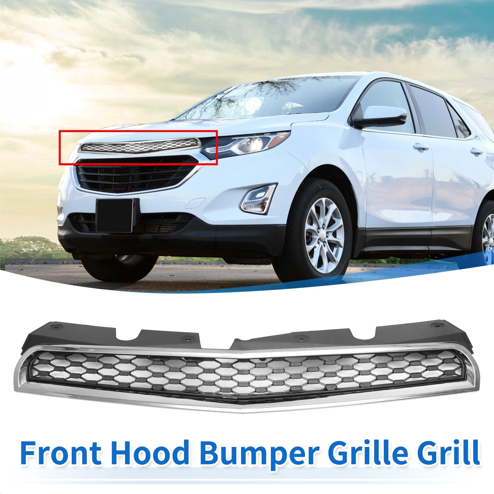 Front Upper Bumper Grille for Chevrolet Equinox (2010–2015) Chrome