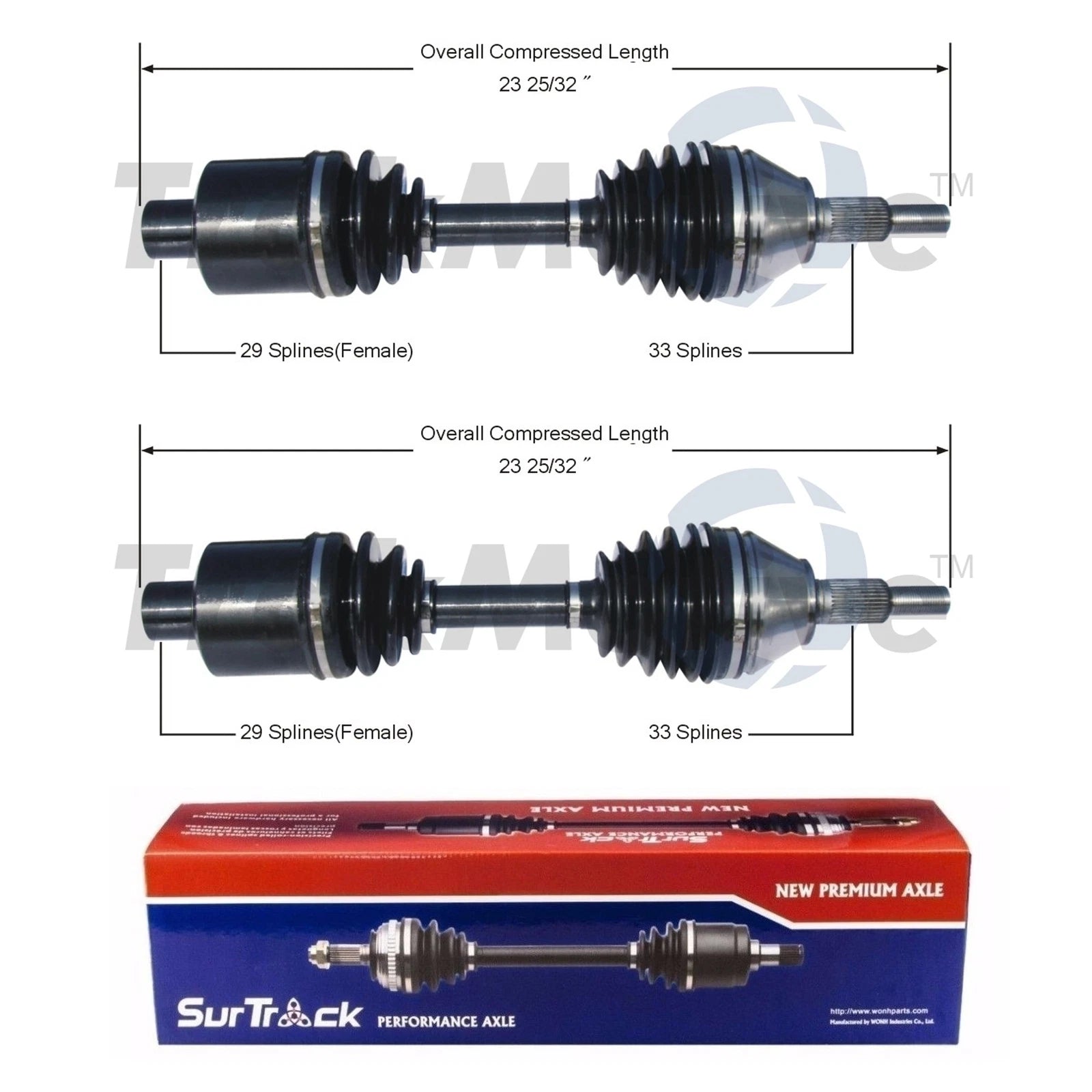 2X Front CV Axle Shafts for Dodge Ram 1500 4WD (2002–2005) SurTrack