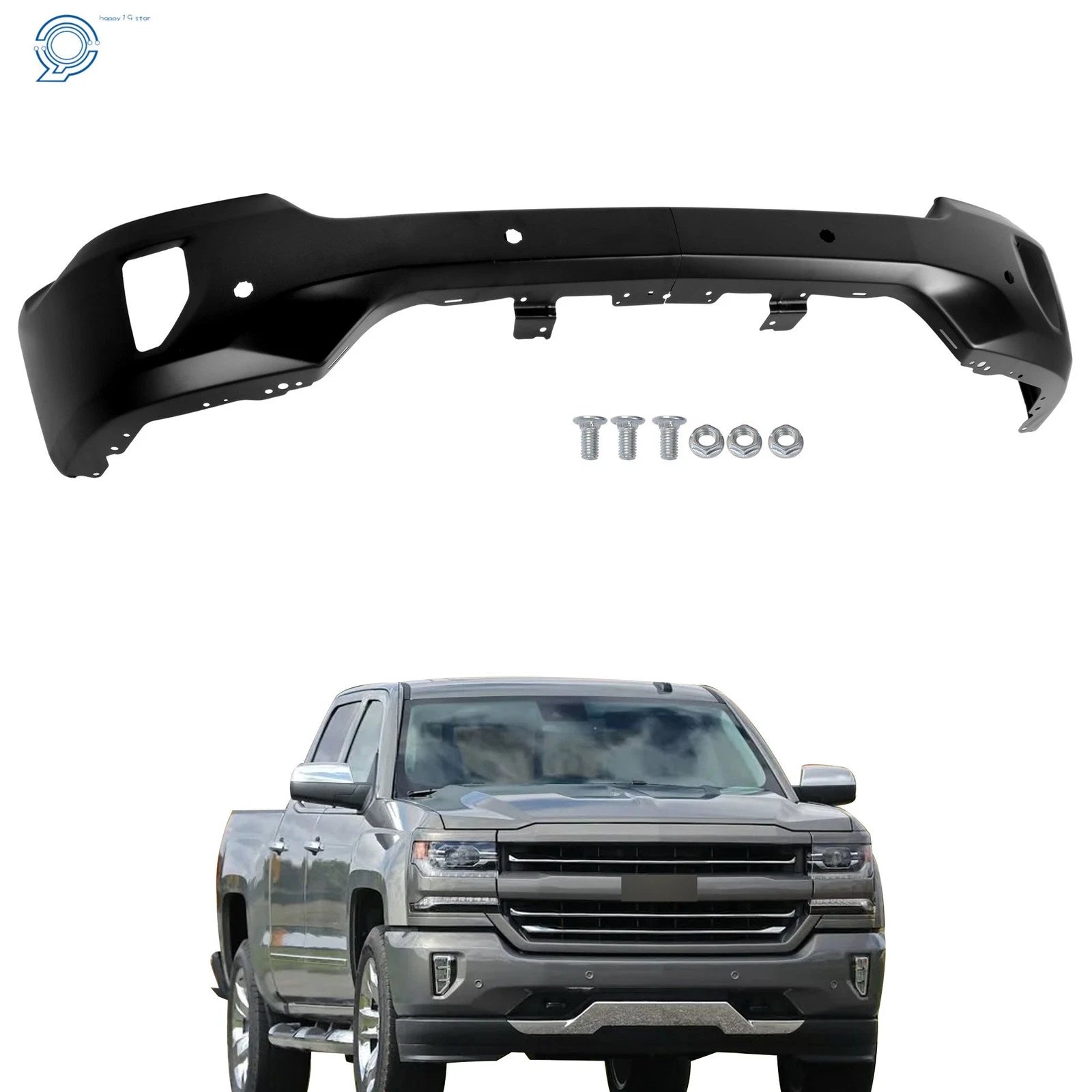Split Front Bumper for Chevy Silverado 1500 (2016–2018) - Black, Sensor Holes