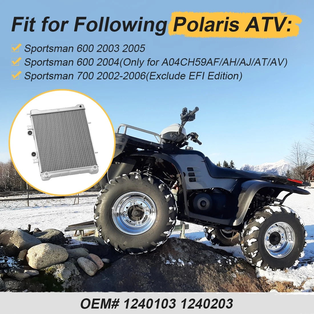Aluminum Radiator for Polaris Sportsman 600 700 (2002–2006) 1240103 1240203