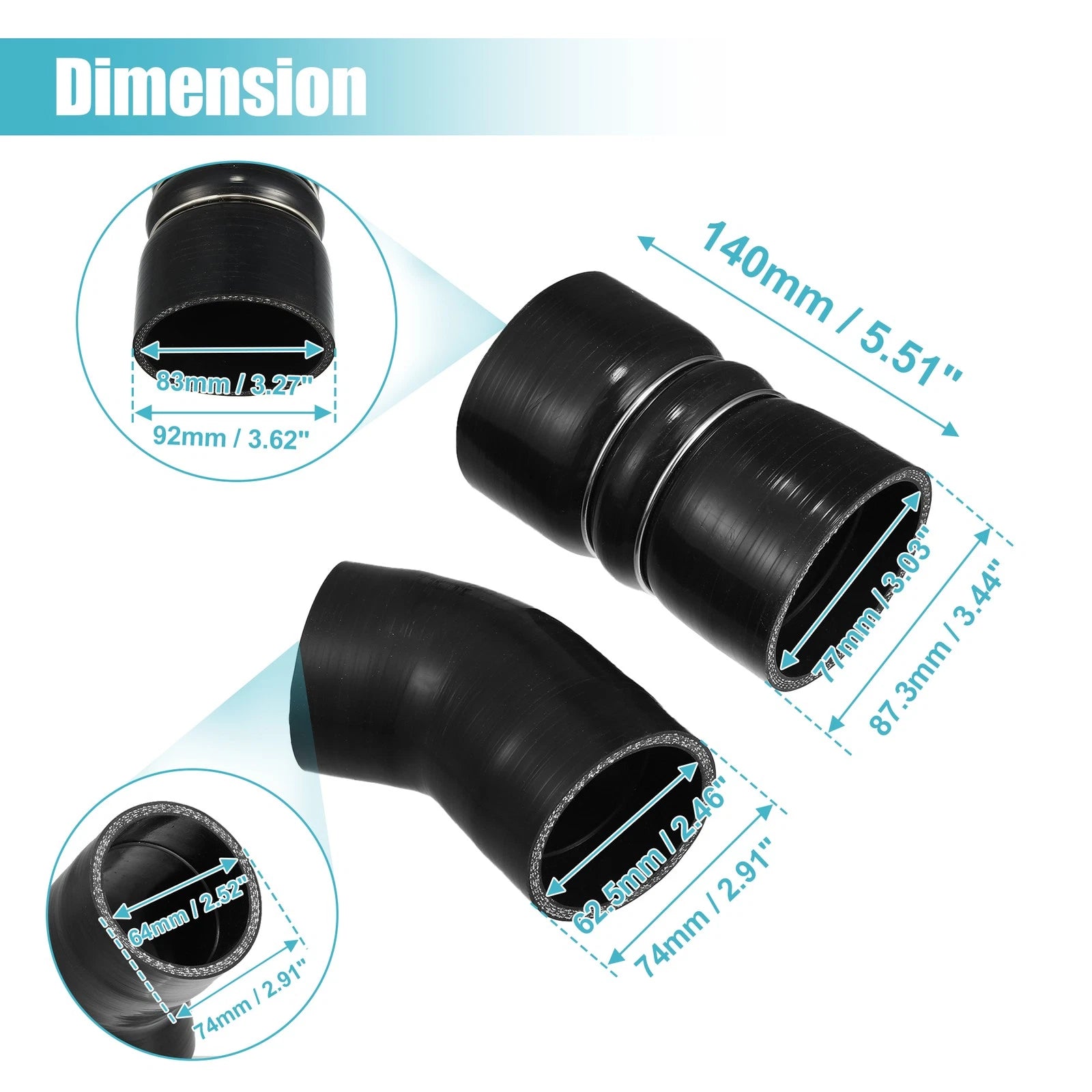 Set of 1 Car Hose Boot with T Bolt Clamp for Ford F250 Super Duty (2003–2007)
