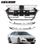 Front Bumper Grille for Honda Accord (2018–2019) Black with Chrome Molding