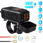 Dual USB Fast Charger Adapter for Motorcycle (LED, Waterproof)