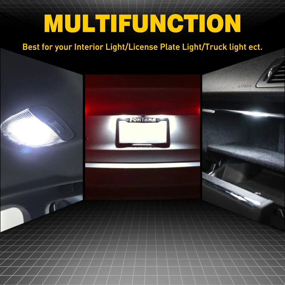 Pair LED T10 Bulbs for Dome License Side Marker Light (Universal)