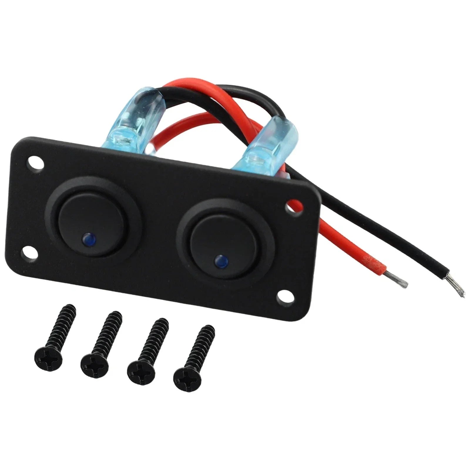 12V 2 Gang Toggle Rocker Switch Panel Blue LED Light for Car Marine
