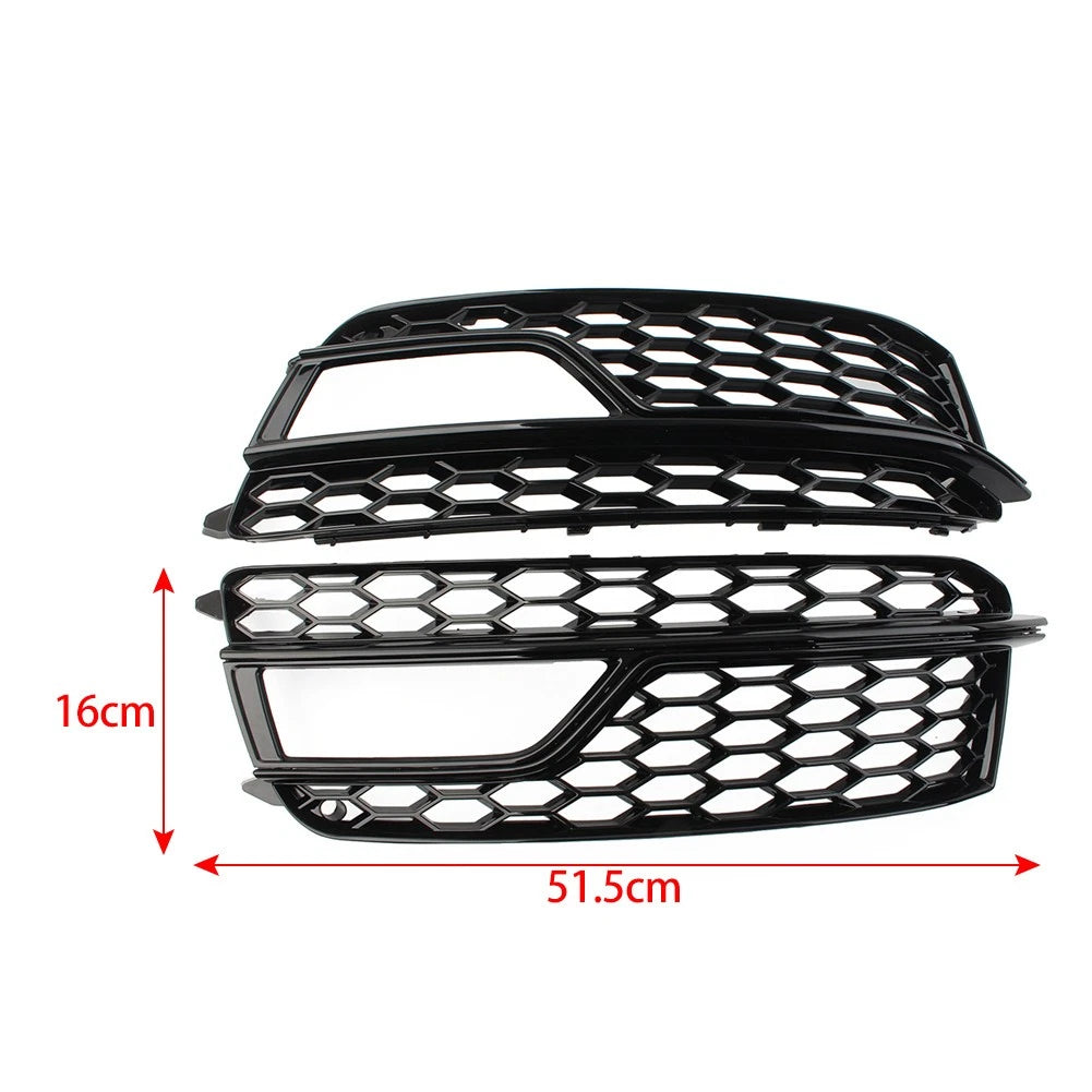 2X Front Bumper Honeycomb Mesh Fog Light Grille Cover for Audi A5 S5