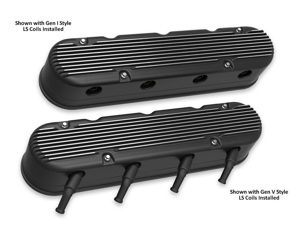 Black Cast Aluminum Valve Covers with Integrated Coil Cover for LS Engines (1967–2019)
