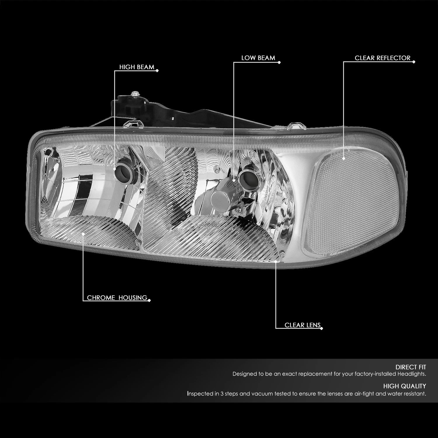 Chrome Clear Signal Headlights + Bumper Lamps for GMC Sierra (1999–2007)