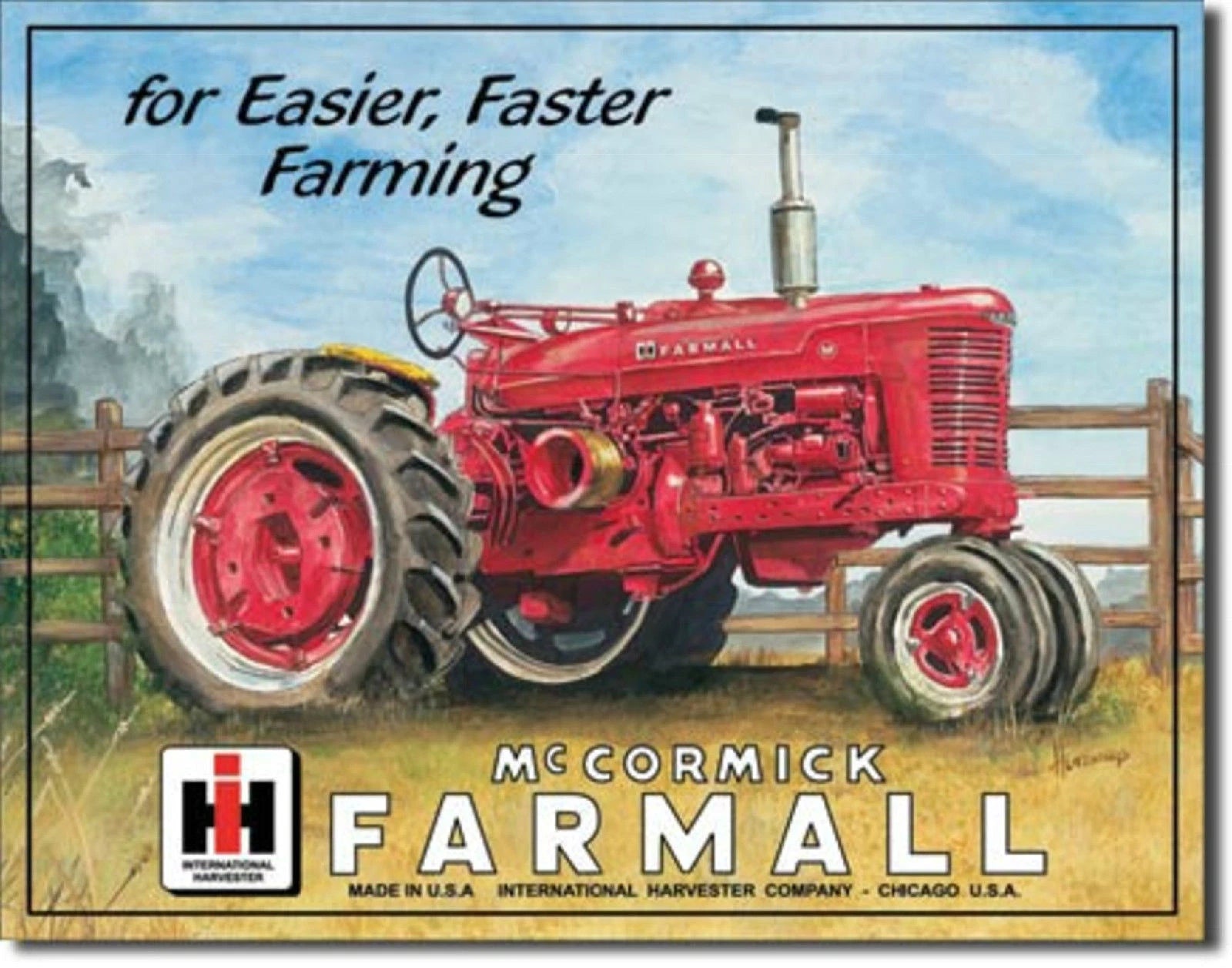 Vintage Replica Tin Metal Sign for Farmall IH Tractor (M 825)