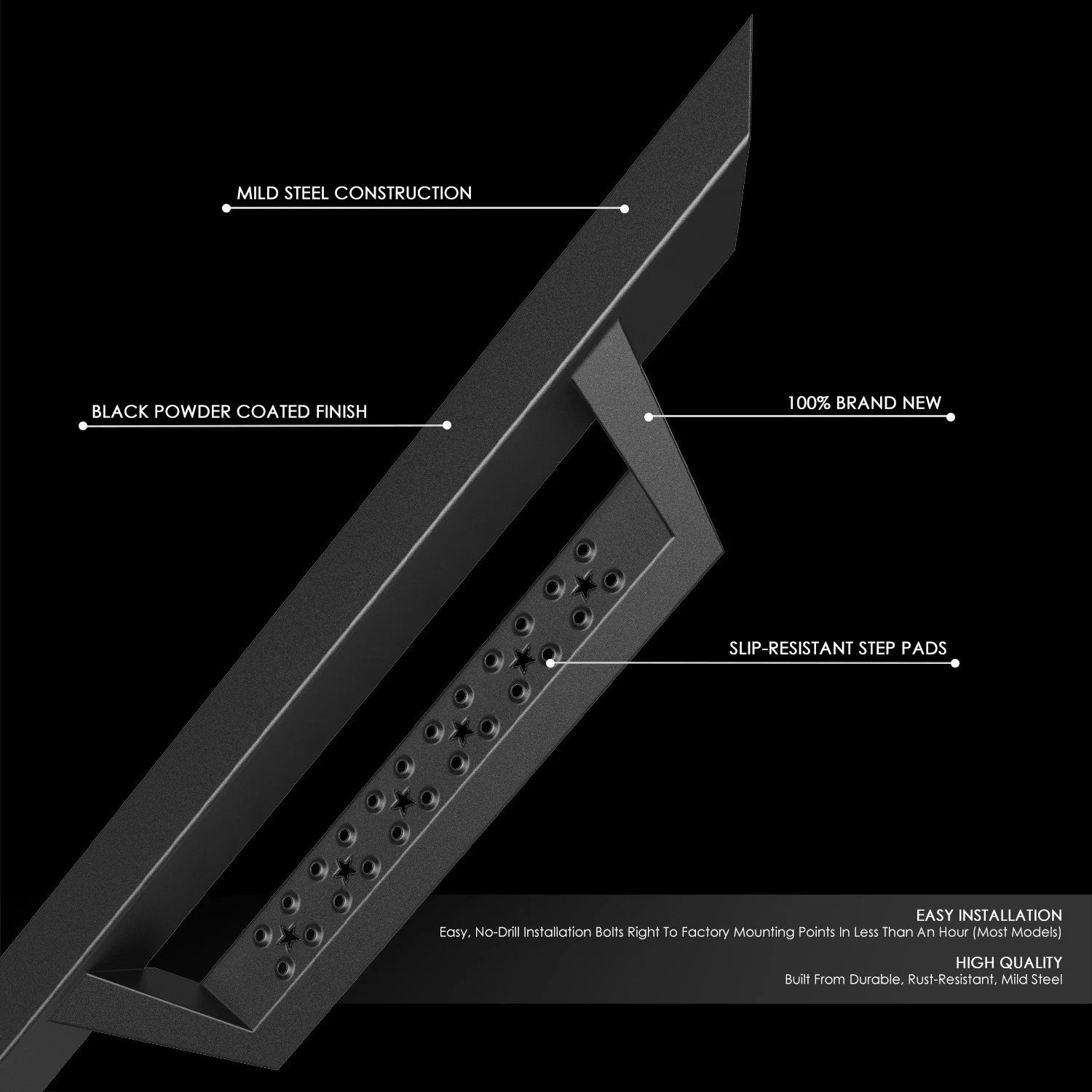 Set of 2 Side Step Running Boards for Silverado Sierra Extended Cab (2007–2019)