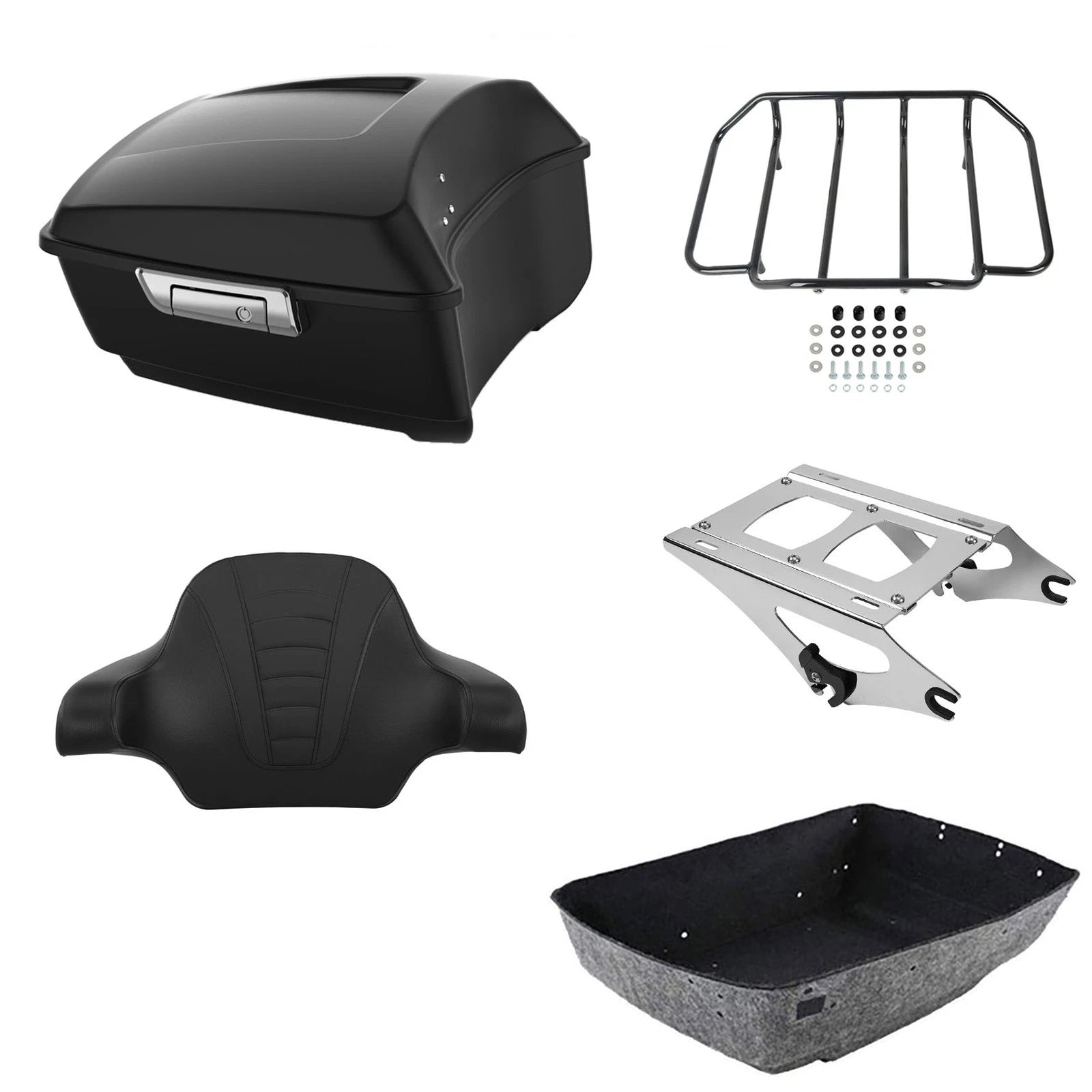 Matte Trunk Luggage Backrest Pad Mount Rack for Harley Touring (2014–2026)