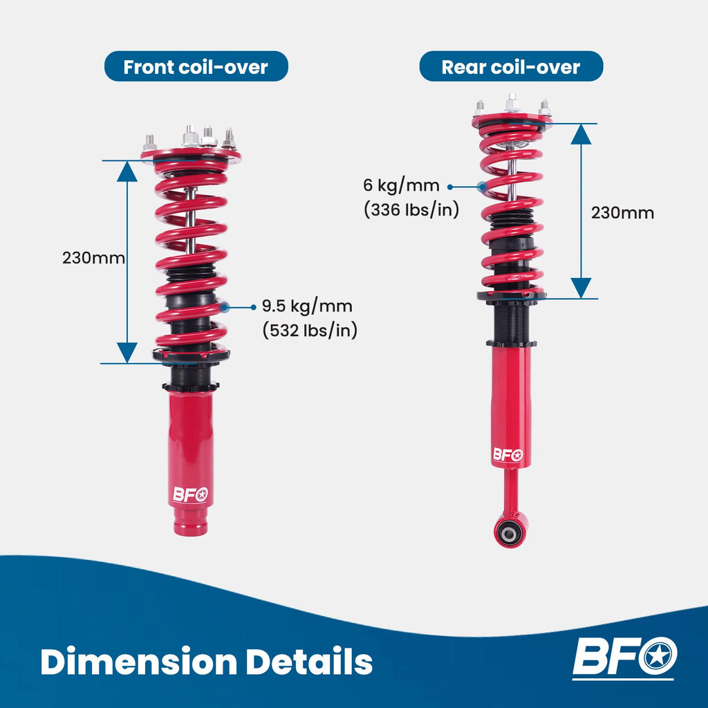 4PCS Coilover Suspension Kit for Honda Accord (1998–2002) Adjustable Height