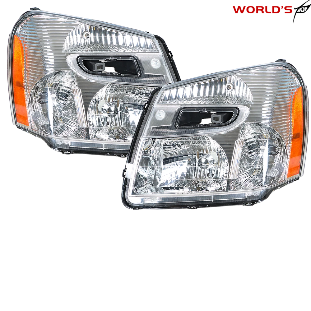 Set of 2 Headlight Replacement for Chevrolet Equinox (2005–2009) Chrome Clear