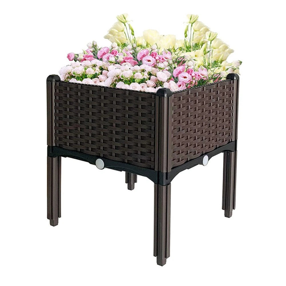 Raised Plastic Garden Bed Planter for Outdoor Vegetables and Herbs