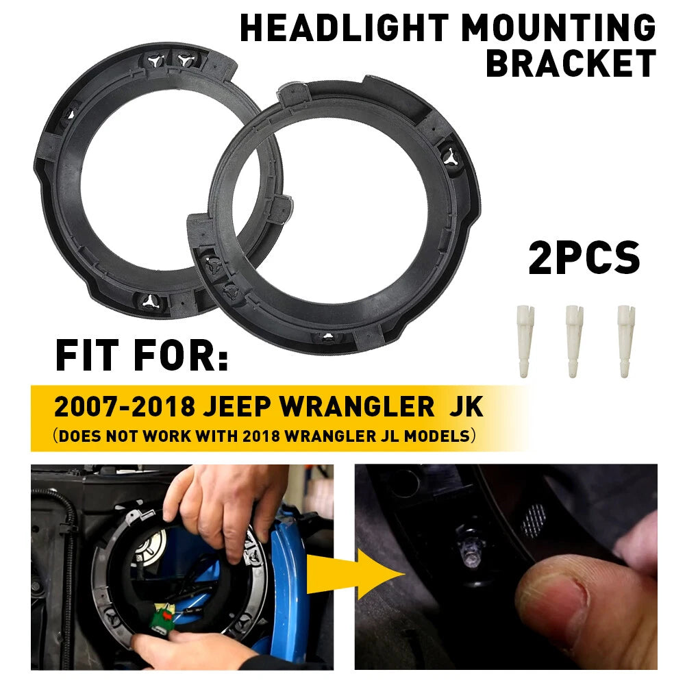 7" Headlight Mount Bracket Ring for Jeep Wrangler JK (2007–2018) EOH