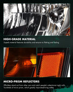 Headlight Assembly Pair for Dodge Grand Caravan (2008–2010) Black Amber Halogen