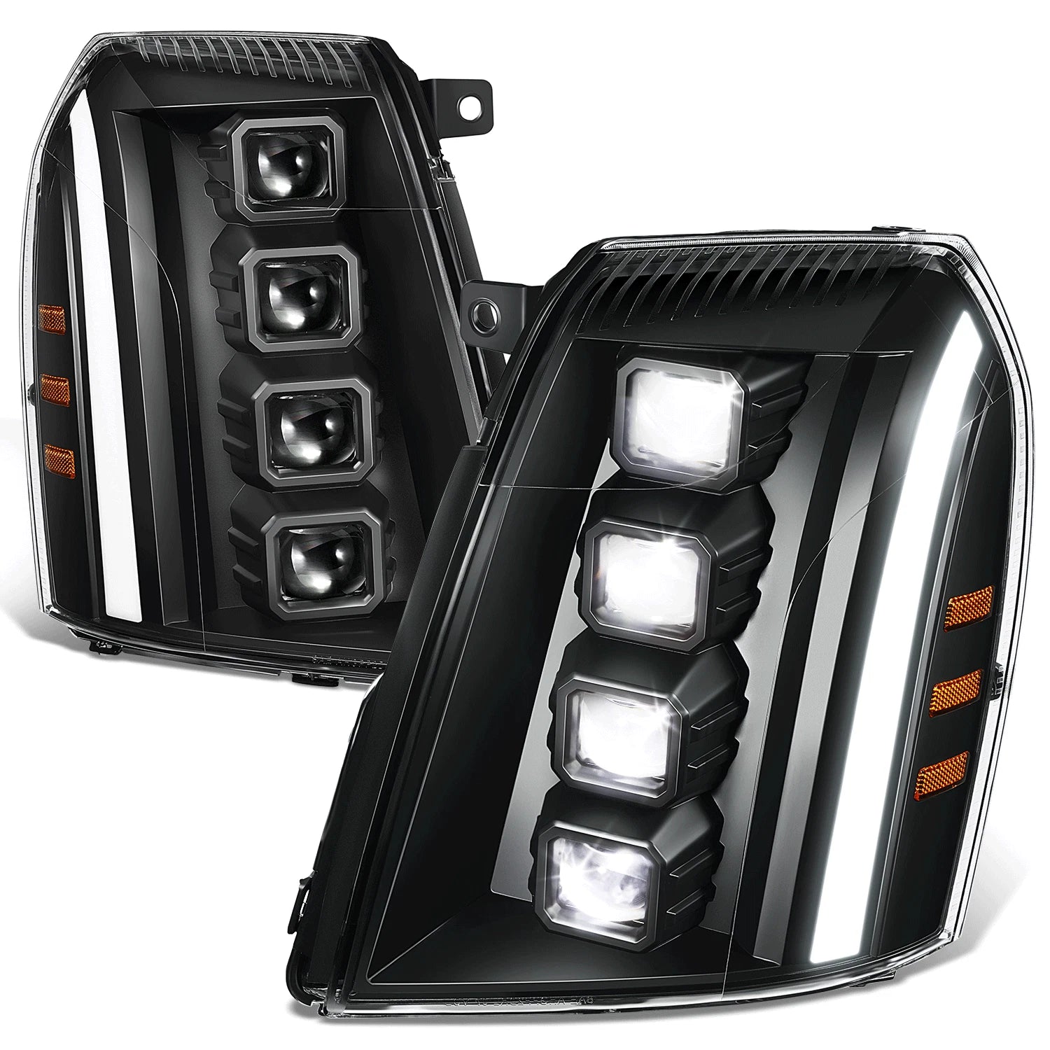 Quad Projector LED Switchback Headlights for Cadillac Escalade ESV EXT (2007–2014)