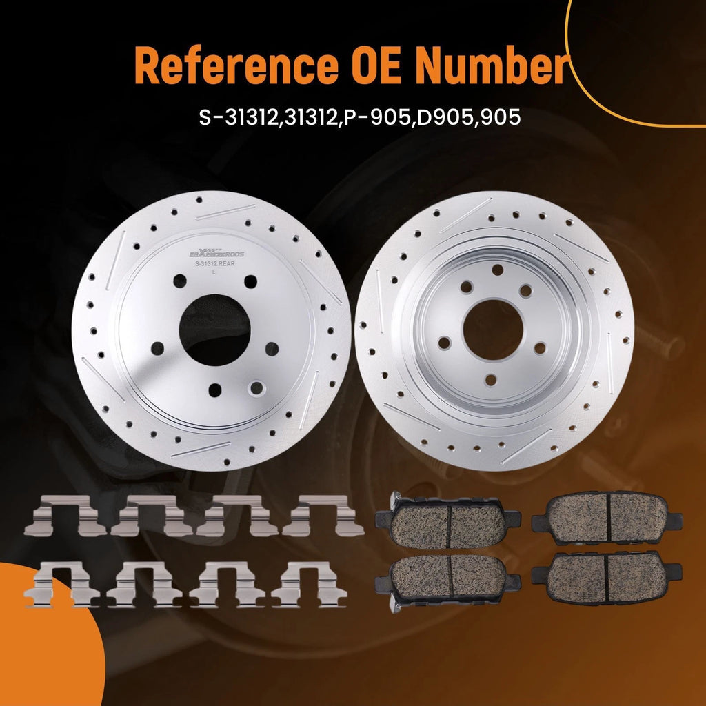 Rear Brake Rotors & Ceramic Pads Kit for Nissan Altima/Maxima (2002-2023)