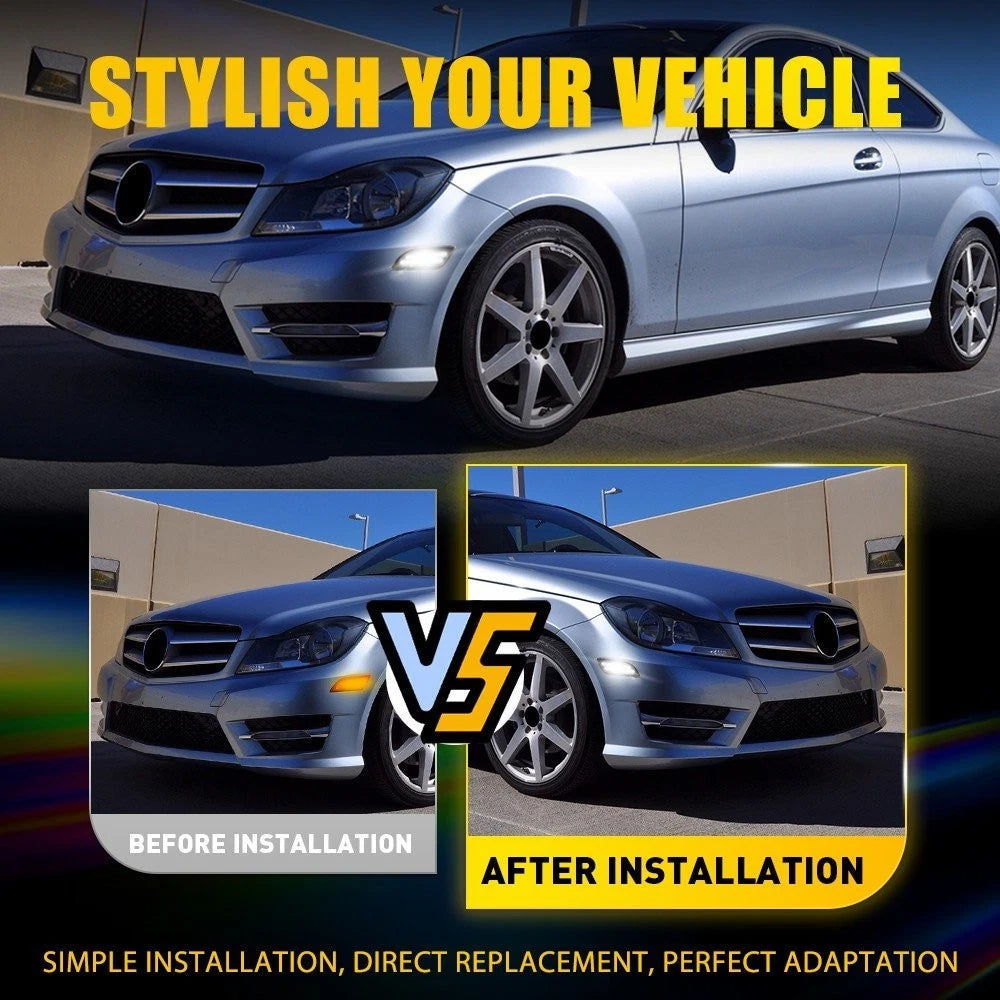 Set of 2 Front Side Marker LED Lights for Benz C250 C300 C350 C63 (2012–2014)