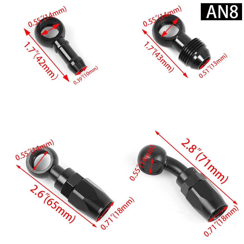 Set of 2 AN6 Swivel Fitting Adapters for Banjo 12MM/14MM Diameter