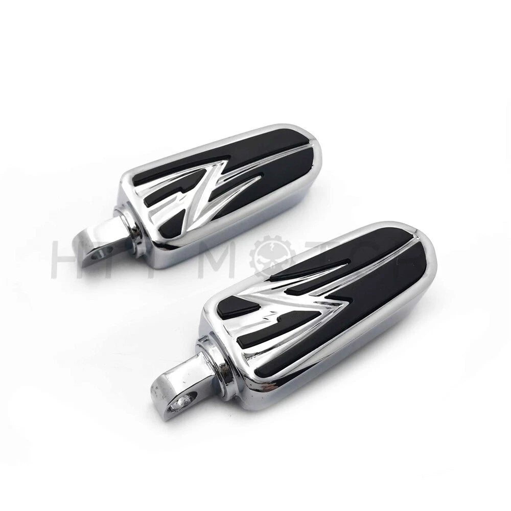 Chrome Lightning Flash Foot Pegs for Harley Touring Electra Glide Softail Dyna (1990–2023)