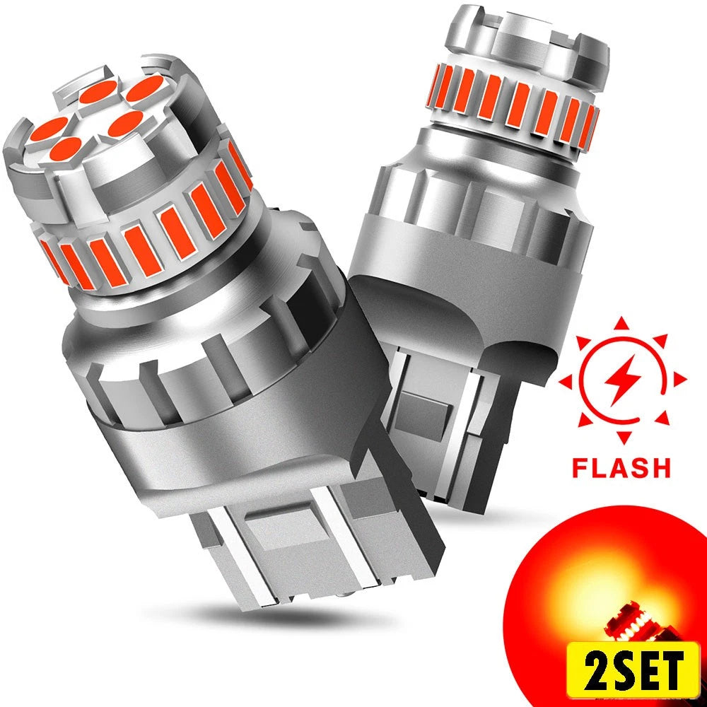 Set of 4 LED 7440 7443 Red Strobe Brake Tail Stop Light Bulbs 23SMD for