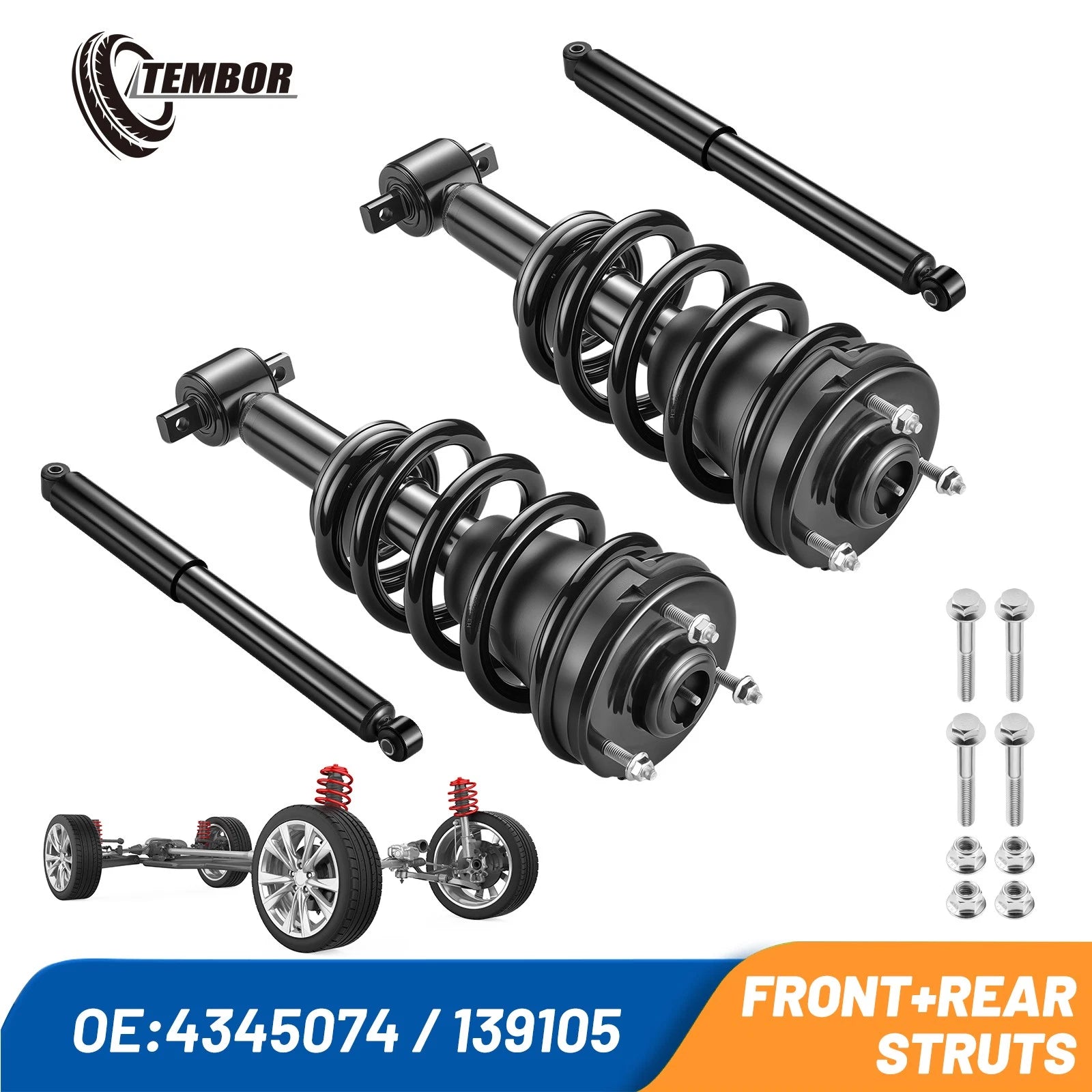 Front & Rear Strut Shock Absorber Spring Assembly for Silverado Sierra (2014–2019)