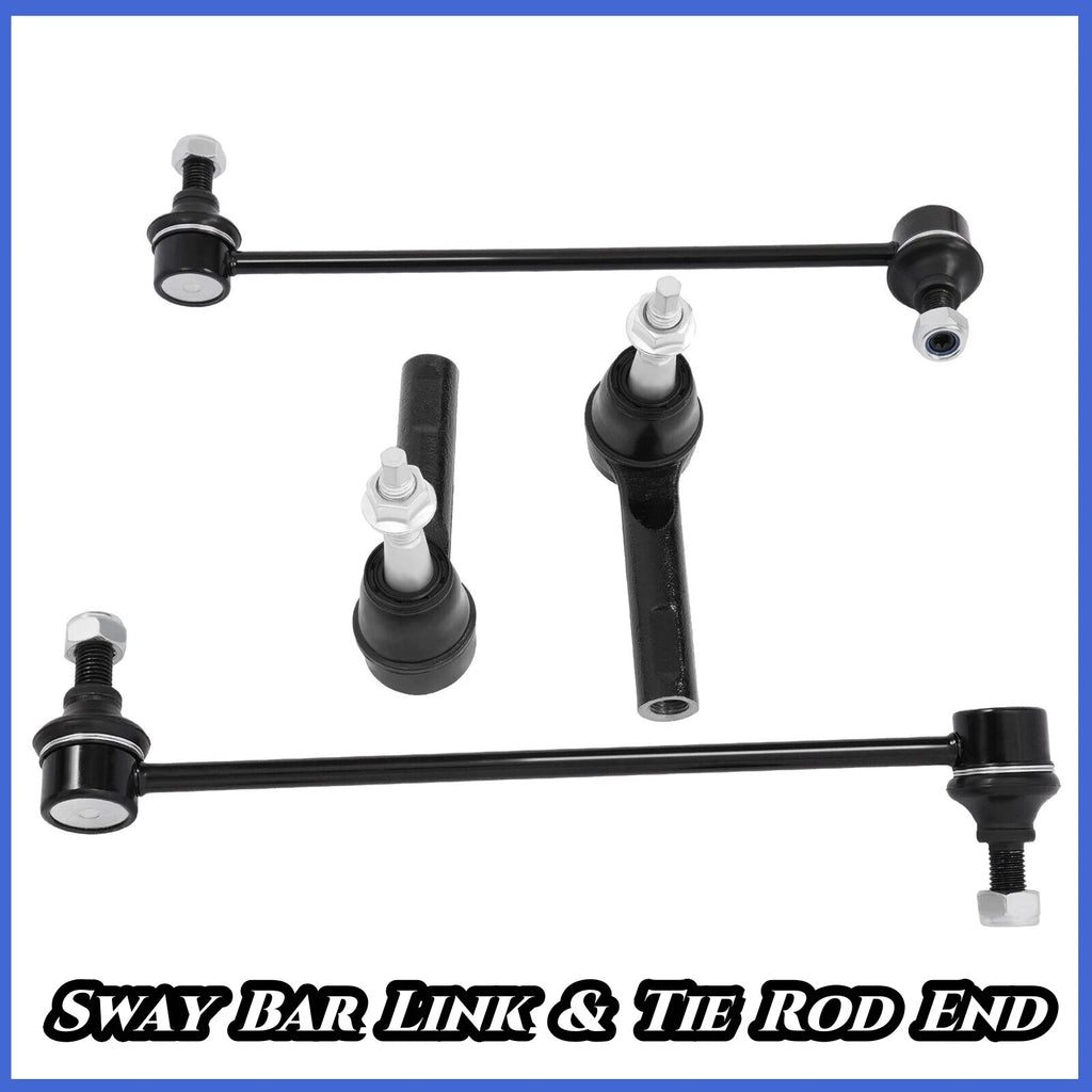 4PC Front Stabilizer Sway Bar End Link & Outer Tie Rod End Kit for Chevy Equinox (2010–2017)