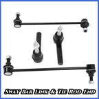 4PC Front Stabilizer Sway Bar End Link & Outer Tie Rod End Kit for Chevy Equinox (2010–2017)