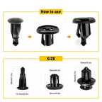 Set of 100 Bumper 10mm Clips for Honda