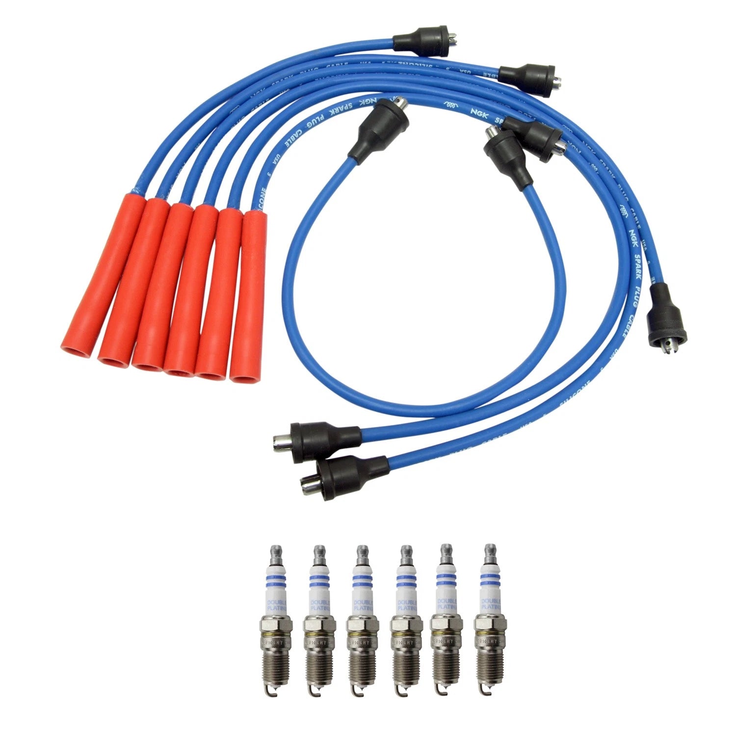 NGK Wire Set & Bosch 6 Double Platinum Spark Plugs for Ford Mustang