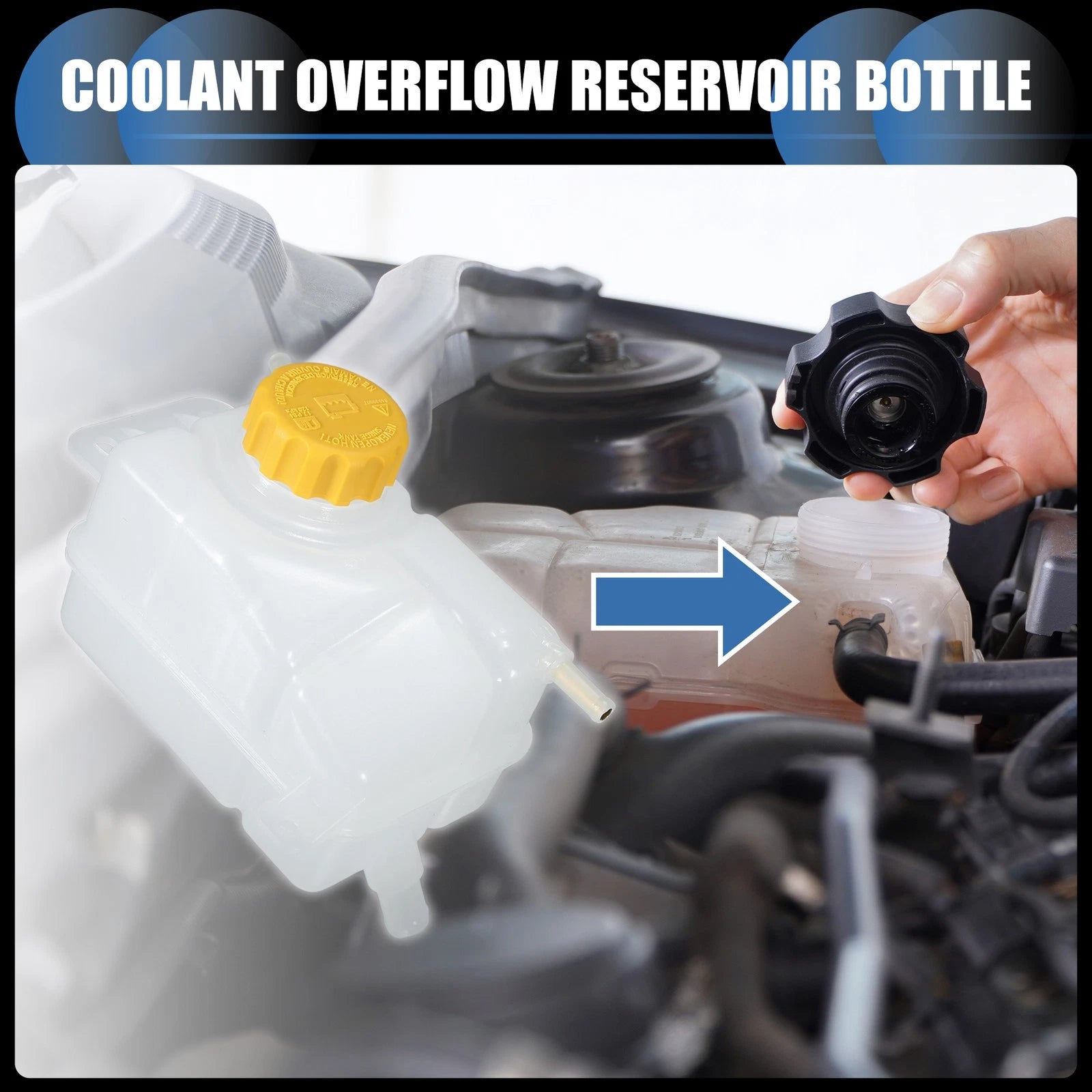 Set of 1 Coolant Expansion Overflow Tank W/ Cap No. 96817343 for Chevrolet Aveo (2004–2011)