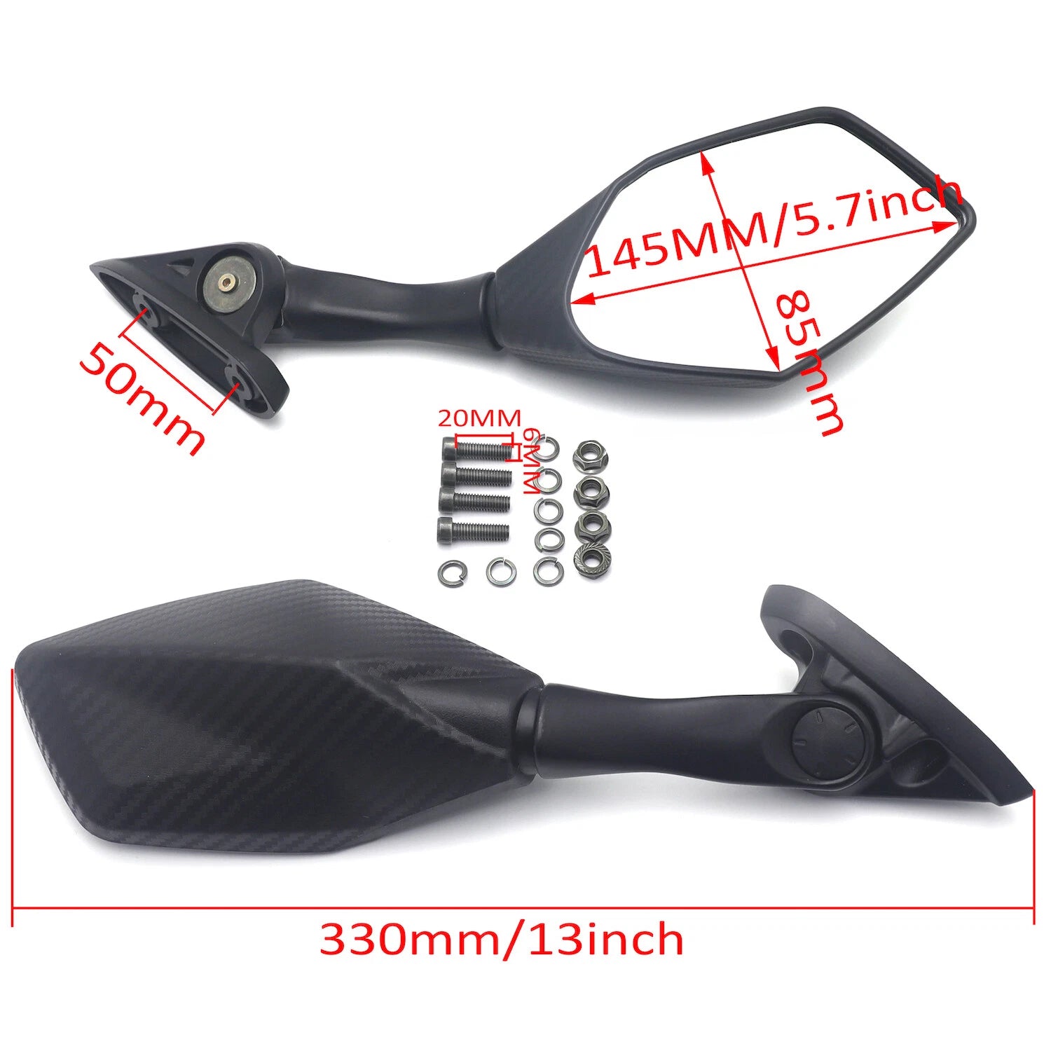 Rearview Mirror Short Stem for Yamaha YZF-R3 (2015–2021), YZF-R25 (2014–2021)
