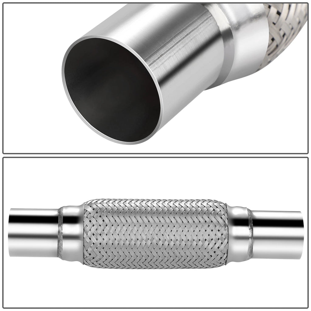 12" Double Braid Stainless Steel Flex Exhaust Pipe 2" OD (Custom Fit)