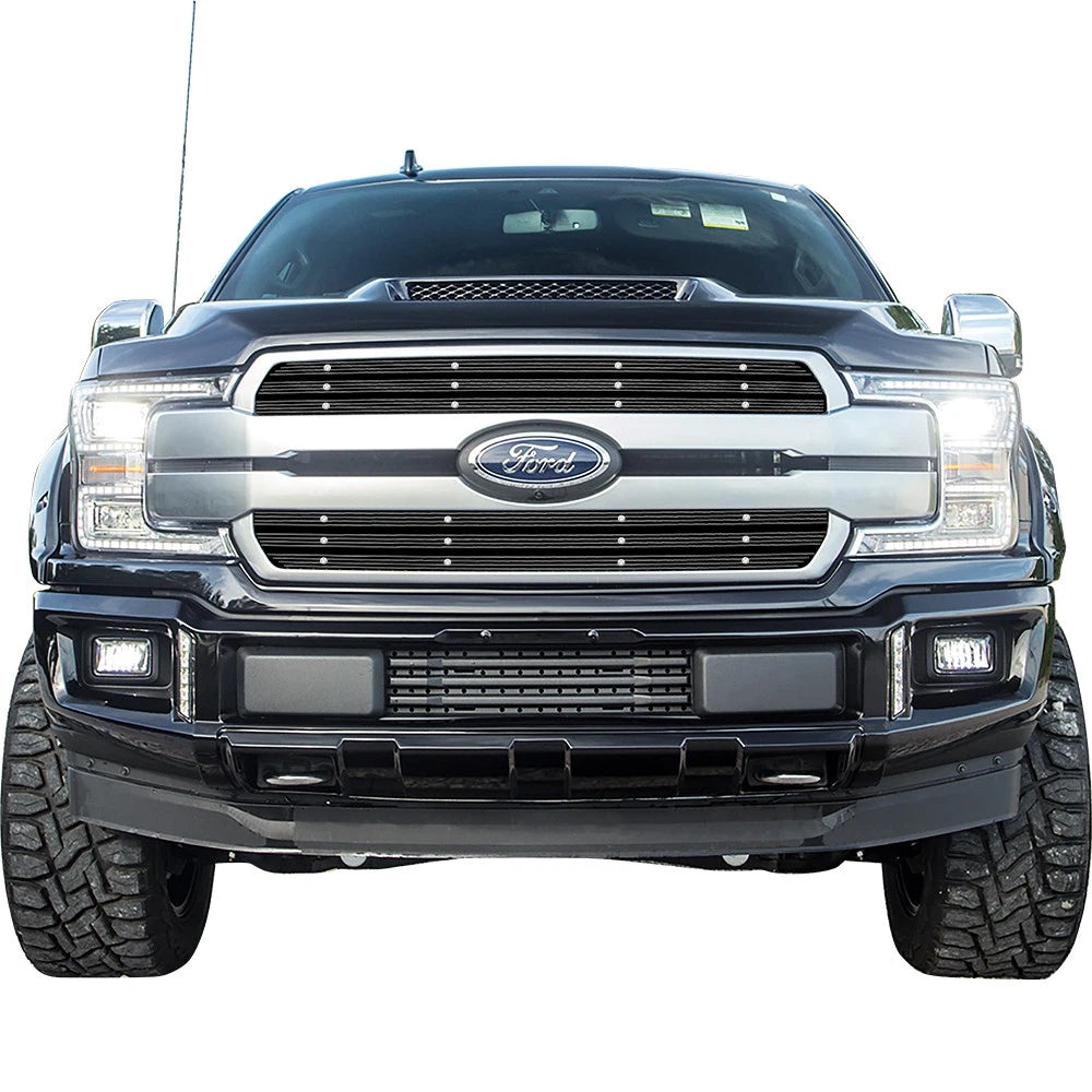 Upper Wide Rivet Billet Grill for Ford F-150 King Ranch/Platinum (2018–2020)