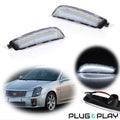 2X Clear Lens White LED Front Sidemarker Lights for Cadillac CTS (2003–2007)