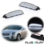 2X Clear Lens White LED Front Sidemarker Lights for Cadillac CTS (2003–2007)