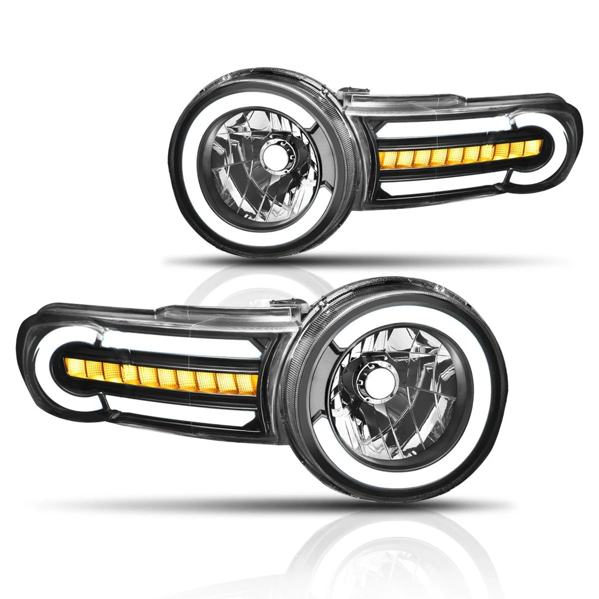 LED DRL Headlight for FJ Cruiser (2007–2014) w/ Chasing Turn Signal Lamp