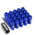 Set of 20 J2 7075 Forged Aluminum M12x1.5 Open-End Lug Nuts w/Adapter Blue