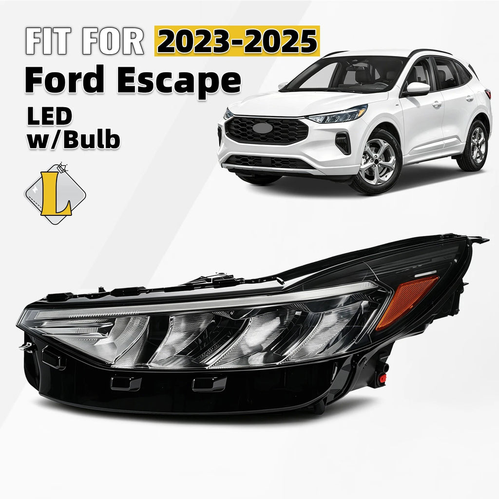 Full LED Headlight for Ford Escape (2023–2025) - Driver Side, Black Housing