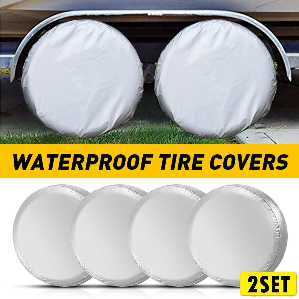 8x Wheel Tire Covers for RV Truck Car Auto Camper Trailer (27"–29")