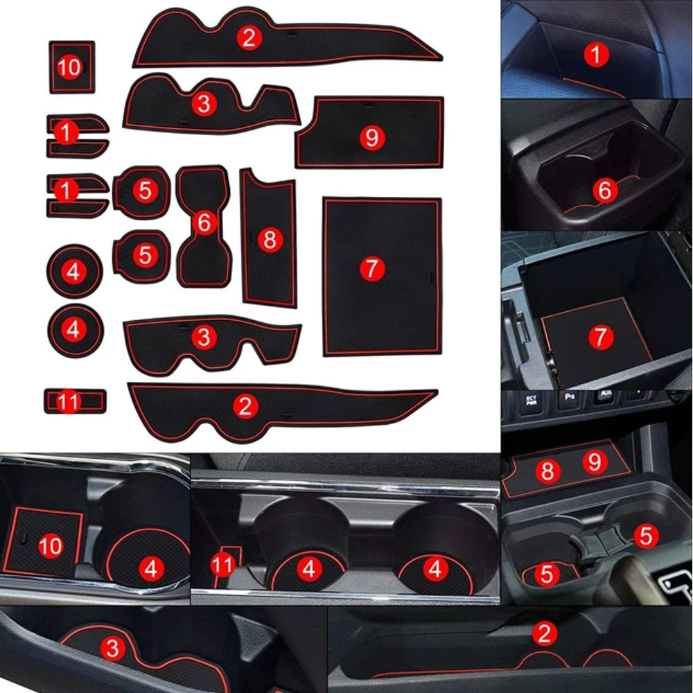 Set of 18 Liner Accessories for Toyota Tacoma (2016–2023) Cup Console Inserts